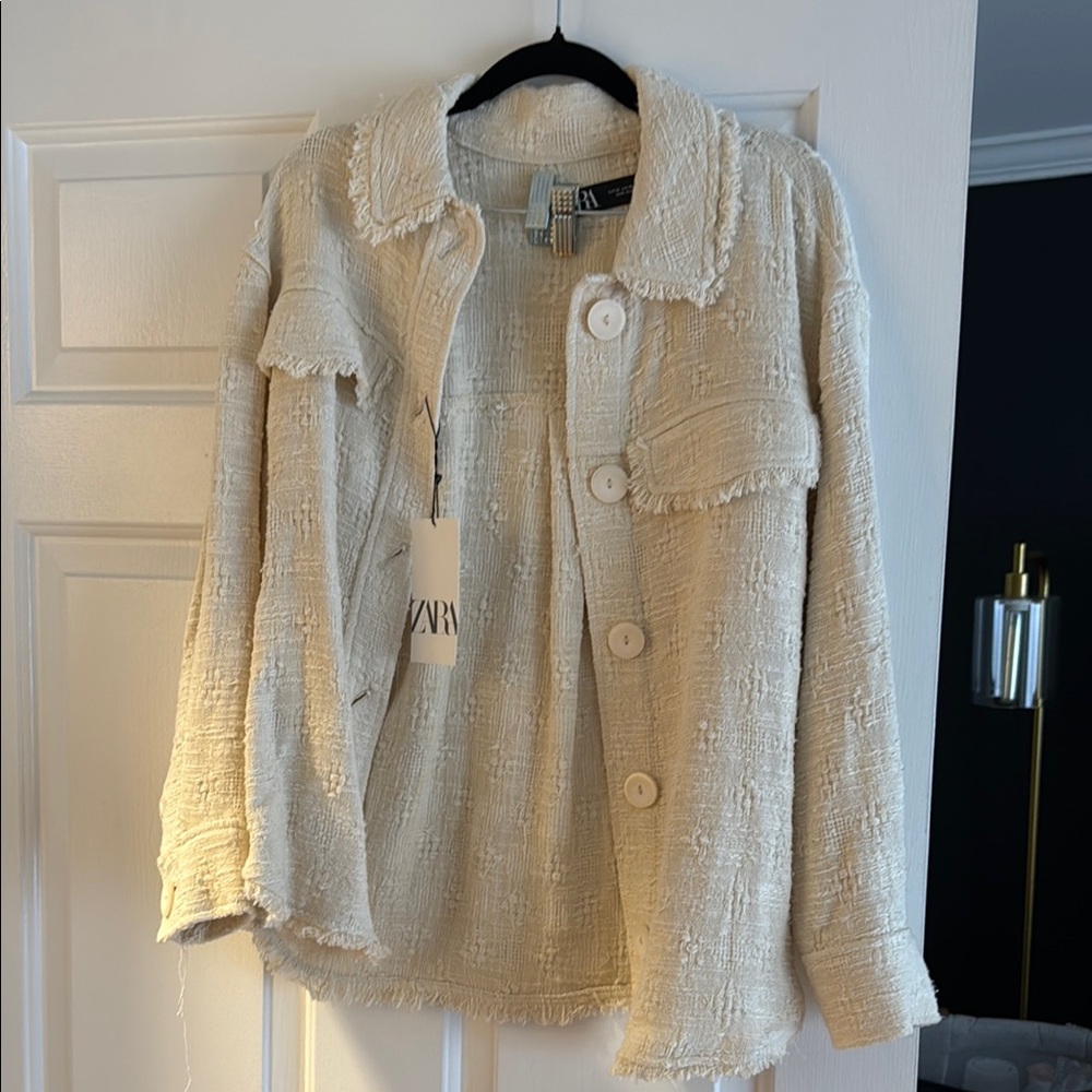 Zara Cream Textured Blazer